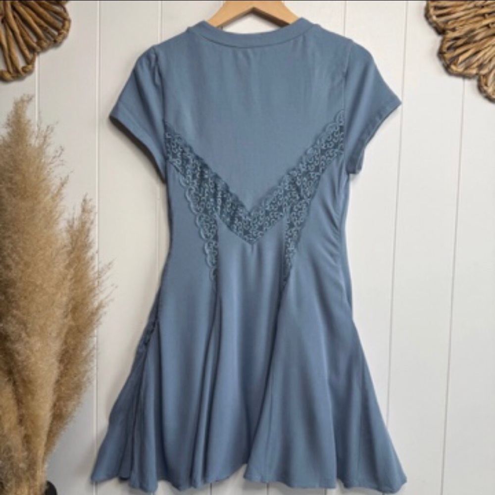 Free People Gray Ruffled Smocked Mini Dress - Picture 2 of 5